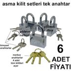 Asma Kilit 6lı Set Merkez Anahtarlı Master Anahtar 6 Adet Emniyet