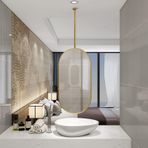Asma Tavana Monte Metal Çerçeve Oval Ayna Banyo Makyaj ve Tıraş Duvar Aynası Modern Ev Dekorasyonu için Şık Asılı Tasarım