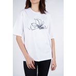 Asmani Kitap Baskılı Beyaz Kadın Tişört Oversize Penye %100 Pamuk Geniş Kesim Oversize Basic T-Shirt