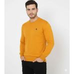 Asmedo Erkek Bisiklet Yaka Nakış Işlemeli Triko Kazak Yumuşak Dokulu Pamuklu Ince - Turuncu - XL