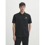 Asmedo Erkek Pike Polo Yaka Tişört Düğmeli Baskılı T-Shirt - Beyaz - Siyah