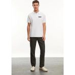 Asmedo Erkek Pike Polo Yaka Tişört Düğmeli Baskılı T-Shirt - Beyaz - XL