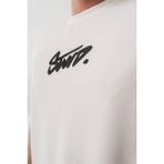 Asmedo Erkek Tişört Yazlık Baskılı Oversize Kısa Kol T-Shirt - Beyaz - XL