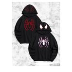 Asmedo Sevgili Çift Kombini Örümcek Baskılı Kapüşonlu Sweatshirt Hoodie - Siyah