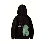 Asmedo Sevgililer Günü Baskılı Oversize Kapüşonlu Sweatshirt Hoodie - Siyah