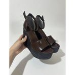 Asmi Shoes Kadın Dolgu Topuklu Kahverengi Suni Deri Ayakkabı Kalın Tabanlı Rahat Stil 11 cm