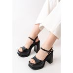 asmi shoes Kadın Tek Bantlı (12cm) Platformlu Topuklu Ayakkabı siyah
