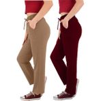 ASN Concept Kadın Viskon Kumaş 2'li Paket Bordo/kahverengi Eşofman Altı (Büyük Beden Seçeneğiyle) - 48 - 50 - Bordo - Kahverengi