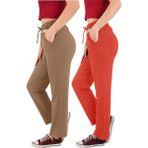 ASN Concept Kadın Viskon Kumaş 2'li Paket Nar Çiçeği /kahverengi Eşofman Altı (Büyük Beden Seçeneğiyle) - 36 - 38 - Nar Çiçeği - Kahverengi