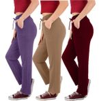 ASN Concept Kadın Viskon Kumaş 3'lü Paket Bordo/mor/kahverengi Eşofman Altı (Büyük Beden Seçeneğiyle) - 48 - 50 - Mor - Bordo - Taba