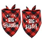 ASOCEA Big Sister Big Brother Köpek Bandanalar Üçgen Komik Kırmızı Köpek Fular Köpek Üçgen Eşarp Bib Köpek Bandanaları Gebelik Duyuru Yumuşak Pet Eşarp Cinsiyet Göstermek Aksesuarları