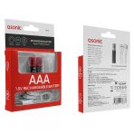 Asonic 400Mah 1.5 Volt Şarjlı İnce Kalem Pil Aaa 2Li Pk. Type-C Soketli Kablo İle Şarj Edilebilir