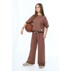 Asortik Kids Kız Çocuk %100 Pamuk Oversize Yarım Kol Alt-Üst Eşofman Takım
