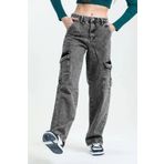 Asortik Kids Kız Çocuk Kargo Cep Yüksek Bel Wide Leg Jean Kot Pantolon