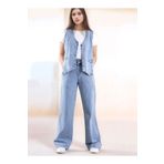 Asortik Kids Kot Denim Yelekli Alt&Üst Kız Çocuk İkili Rahat Takım Pantolon-Yelek