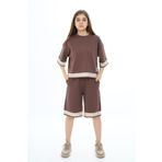 Asortix Kız Çocuk %100 Pamuk Oversize Yarım Kol Şortlu Alt-Üst Eşofman Takım