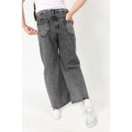 Asortix Kız Çocuk Bol Kesim Jean Kumaş Bol Paça Pantolon PNT-0010 Şık ve Rahat - Antrasit - 6 - 7 Yaş