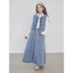 Asortix Kız Çocuk Denim Kumaş 3’lü Takım Kot Ceket Eetek Gömlek Tesettür SET-AÜT-0007 - 13 - 14 Yaş - Mavi