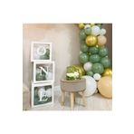 asöy 1 Yaş Doğum Günü One Balon Kutusu Retro Okaliptus Krom Gold Pastel Beyaz Balon Zinciri Seti