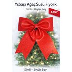 asöy Büyük Kırmızı Eva Fiyonk Kurdele 34x38 Cm Parlak Simli Yılbaşı Temalı Çam Ağacı Süsü Ağaç Dekoru