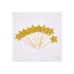 asöy Gold Kürdan Yıldız Simli Eva Altın Sarısı 10 adet Cupcake Süsleri 2,5 Cm Küçük Boy