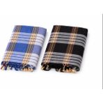 ASPA Home Klasik Peştemal, 80X170 Otantik Hamam Peştemali, Çok Amaçlı Plaj Sauna Gelin Hamamı Havlusu 2'li Set - Mavi -Siyah - Mavi - Siyah