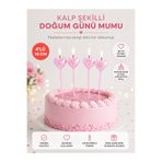 Aspak Kalpli 4 Lü Metalik Parlak Pembe Kalp Mum Sevgililer Günü Doğum Günü Özel Gün Kutlama Mumu