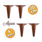 Aspen Luks Mobilya Kanepe Sehpa Puf Koltuk Ayagi 20 Cm Kahverengi Ahsap Desenli Baza Ayak (4 Adet)