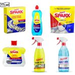 Asperox Sparx Bulaşık Makinesi Tuzu 1.5 Kg-Parlatıcısı-Tableti-Makine Temizleyicisi+Yağ Çözücü ve Kireç Sökücü(6’lı Set)