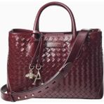 Aspinal Of London Midi London Burgundy Woven Deri Tote Çanta, Lüks ve Şık Tasarım - Bordo