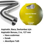 Aspiratör Borusu, Alüminyum, Çap=127 Mm, 2 M