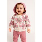 Aspo Baby Kids Kız Bebek/ ÇOCUK3LÜ Takım Hırka Pantolon Uzun Kollu Sweatshirt - 6 - 9 Ay - Nar Çiçeği