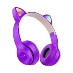 ASPORE Kız Çocukları Için Sd Kart Girişli Bluetooth 5.0 Kafa Üstü Kulaklık Akıllı Rgb Işıklı Kedi Kulaklık