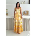 Asprin Fashion Krep Kumaş Elbise Sarı