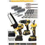 ASR1038 Assur Xr Lı-Ion Batarya 3 Lü Set Kömürsüz Motor Çift Akülü Şarjlı Matkap Şarjlı Budama Makası Şarjlı