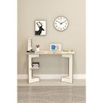 ASRA TREND Beyaz ÇM-02 Geometrik Ayaklı Raflı Çalışma Masası 120x60 cm Geniş Tabla%100 MDFLAM Modern Bilgisayar Ders Çalışma Masası