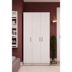 ASRA TREND Beyaz G-07 3 Kapaklı Gardırop 90x180 cm 5 Raflı Askılıklı Elbise Dolabı Kompakt Genç Odası Antre Düzenleyici%100 MDFLAM