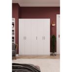 ASRA TREND Beyaz G-09 5 Kapaklı Gardırop 150x180 cm Çift Askılı Raflı Elbise Dolabı Yatak Odası Kıyafet Dolabı%100 MDFLAM