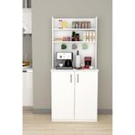 ASRA TREND Beyaz KAHVE01 Kahve Köşesi Mutfak Kiler Dolabı 80x180 cm Açık Raflı Fincanlık Kapaklı Alt Depolama Ünitesi Servis Bankosu%100 MDFLAM