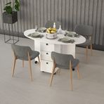 ASRA TREND Beyaz KM-08 Çekmeceli Katlanır Mutfak Masası ve Kiler Dolabı 141x75 cm%100 MDFLAM