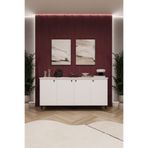 ASRA TREND Beyaz KNSL01 4 Kapaklı Konsol 150 cm Geniş MDFLAM Çok Amaçlı Dolap Modern Metal Ayaklı Salon ve Antre Ünitesi%100 MDFLAM