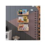 ASRA TREND Çocuk Odası 3'lü Duvar Rafı%100 MDF Kitaplık Çok Amaçlı Düzenleyici Raf Seti 54x15 cm ÇR-03 Safir Meşe