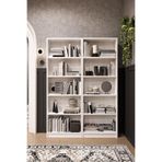 ASRA TREND K003 10 Raflı Geniş Kitaplık – 112 cm Beyaz, Modern Kütüphane, Dar Alan Uyumlu%100 MDFLAM Dekoratif Raf Ünitesi