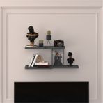 Asra Trend Kıvrımlı Duvar Rafı DRF-03 %100 MDF 2'li Dekoratif Organizer Kitaplık Antrasit