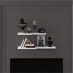 Asra Trend Kıvrımlı Duvar Rafı DRF-03 %100 MDF 2'li Dekoratif Organizer Kitaplık Beyaz