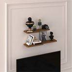 Asra Trend Kıvrımlı Duvar Rafı DRF-03 %100 MDF 2'li Dekoratif Organizer Kitaplık Ceviz
