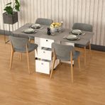 Asra Trend KM-01 %100 MDF 168x70 cm Katlanır Akıllı Mutfak Masası 3 Çekmeceli Tekerlekli Servis Masası Beyaz Retro Gri