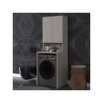 ASRA TREND Koyu Gri BD-01 Çamaşır Makinesi Üstü Banyo Dolabı 2 Kapaklı Açık Raflı 65x190 cm%100 MDFLAM