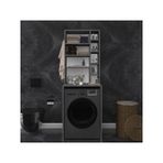 ASRA TREND Koyu Gri BD-03 Çamaşır Makinesi Üstü Banyo Dolabı 65x190x60 cm Çok Bölmeli Raflı Askı Kancalı%100 MDFLAM Açık Raflı Düzenleyici