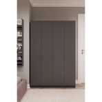 ASRA TREND Koyu Gri G-08 4 Kapaklı Gardırop 120x180 cm Çok Raflı Askılı Elbise Dolabı Modern Yatak Odası Genç Odası Kıyafet Dolabı%100 MDFLAM